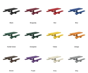 6′ In Ground Single Pedestal Picnic Table | Expanded Metal — Color Options (at grade)