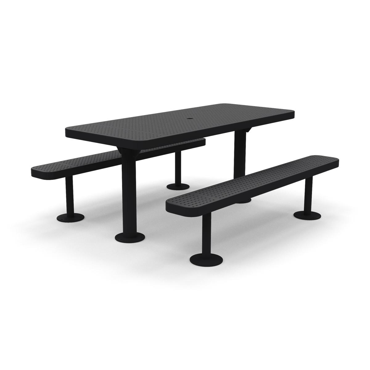 6' Surface Mount Multi Pedestal Picnic Table | Perforated Steel