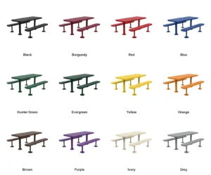 6′ Picnic Table | Surface Mount Multi Pedestal | Perforated Metal Design color options