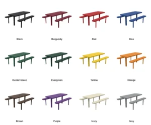 6′ In Ground Multi Pedestal Picnic Table | Perforated Steel — Color Options (at grade)