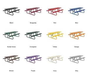 8′ Picnic Table | Free Standing | Perforated Metal Design color options