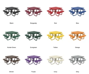 4′ Square Picnic Table | Free Standing | Expanded Metal Design color options