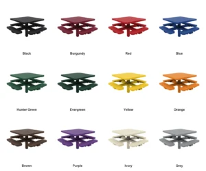 4′ Square In Ground Single Pedestal Picnic Table | Expanded Metal — Color Options (at grade)