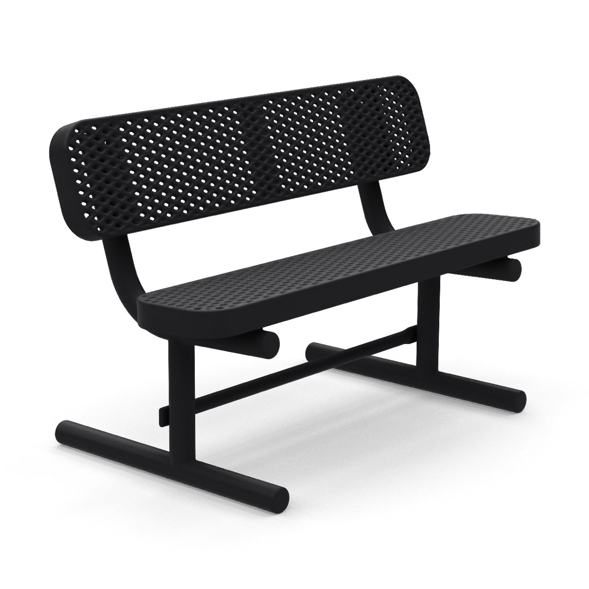 4' Free Standing Champion Park Bench with Backrest | Expanded Metal