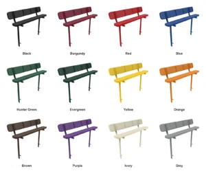 6′ Park Bench With Backrest | Direct Bury | Expanded Metal | 10″ Seat Depth color options