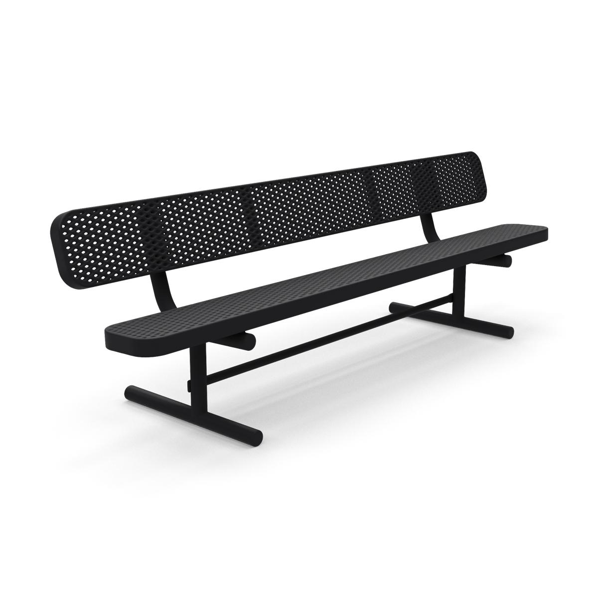 8' Free Standing Champion Park Bench with Backrest | Expanded Metal