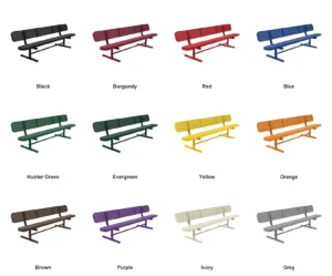 8’ Bench with Backrest | Free Standing | Expanded Metal  Design | 10″ Seat Depth color options