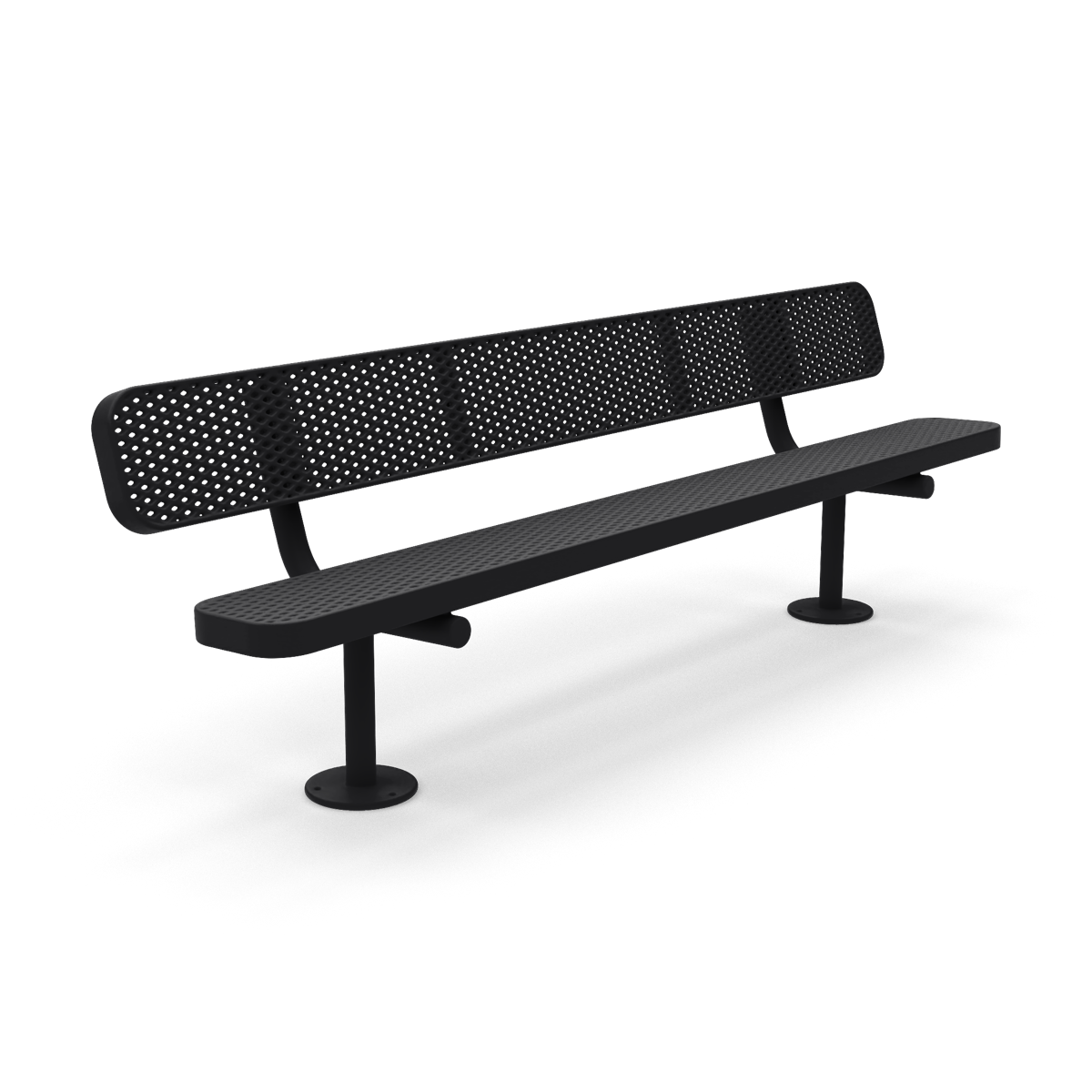 8' Surface Mount Champion Park Bench with Backrest | Expanded Metal
