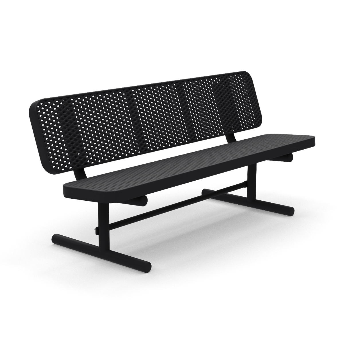 6' Free Standing Supreme Park Bench with Backrest | Expanded Metal