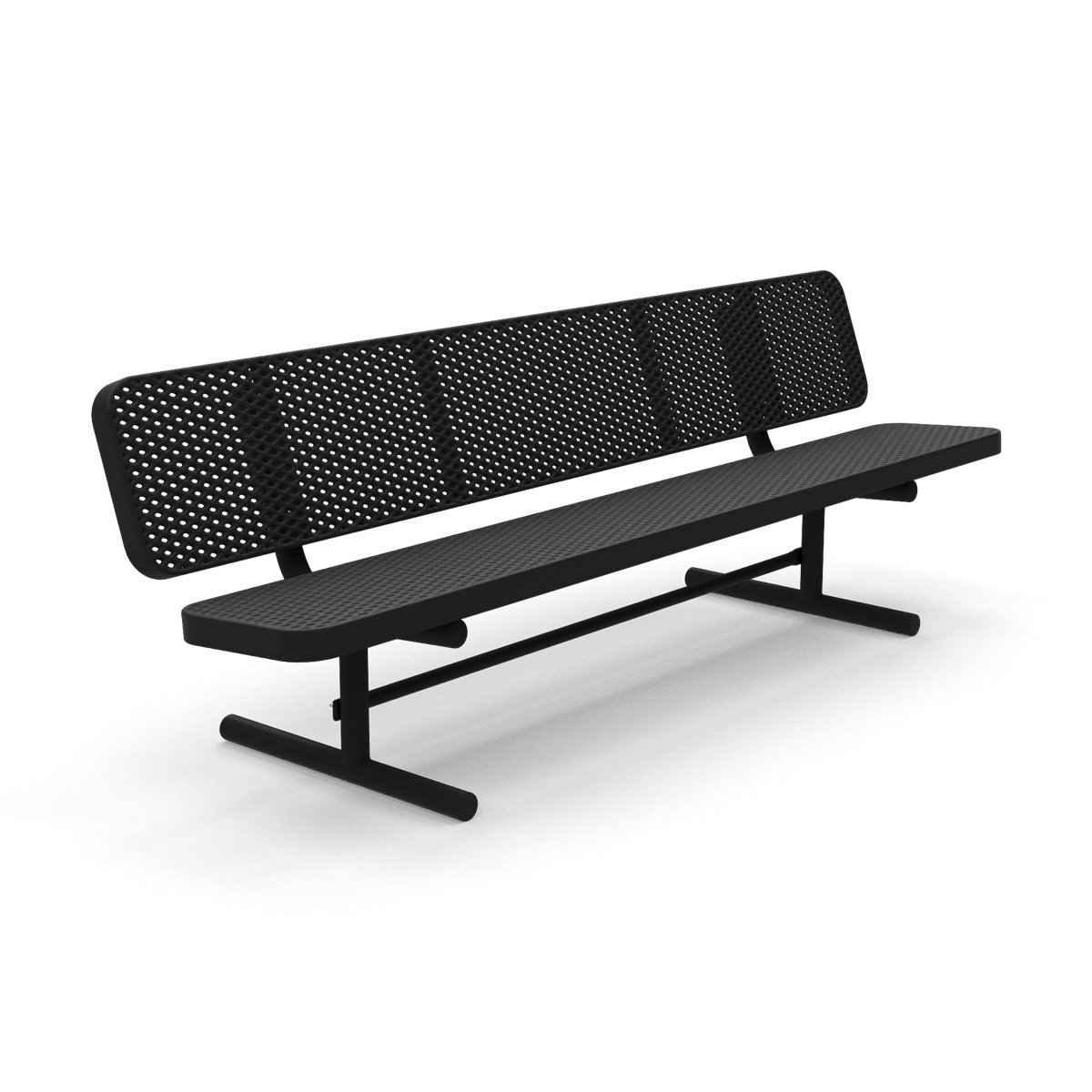 8' Free Standing Supreme Park Bench with Backrest | Expanded Metal