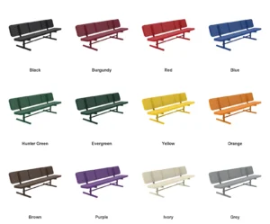 8′ Bench with Backrest | Free Standing | Expanded Metal Design | 15″ Seat Depth color options