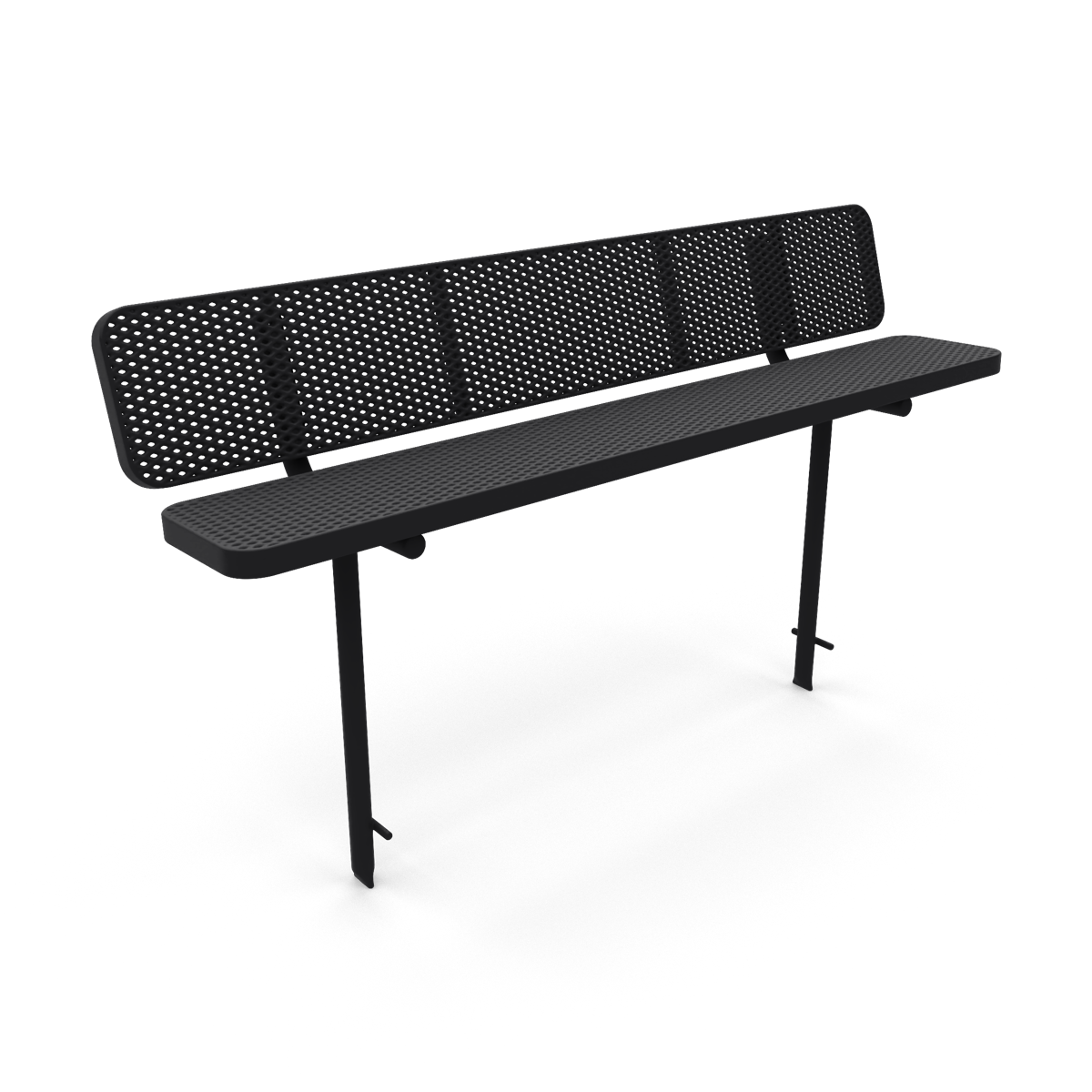 8' In Ground Supreme Park Bench with Backrest | Expanded Metal