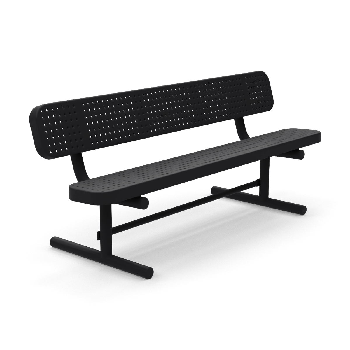 6' Free Standing Champion Park Bench with Backrest | Perforated Steel