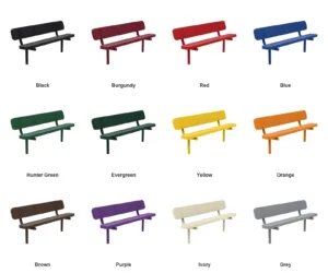 6′ In Ground Champion Park Bench with Backrest | Perforated Steel — Color Options (at grade)
