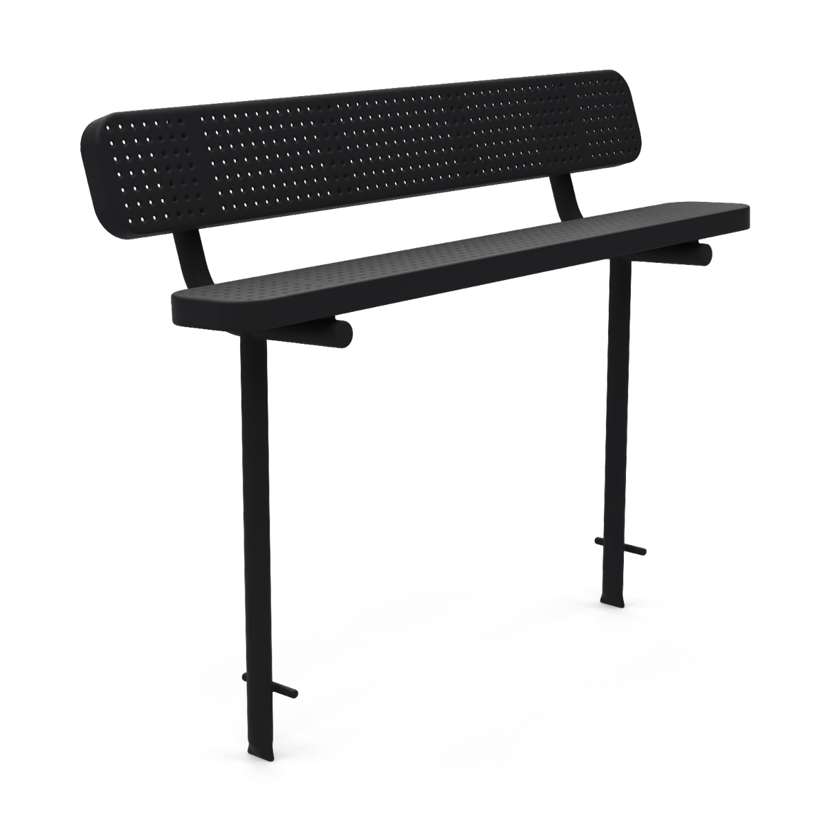 6' In Ground Champion Park Bench with Backrest | Perforated Steel
