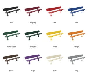 8′ Surface Mount Champion Park Bench with Backrest | Perforated Steel — Color Options