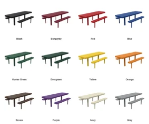 8′ ADA In Ground Multi Pedestal Picnic Table | Perforated Steel — Color Options (at grade)