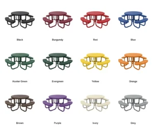 4′ Round Picnic Table | Free Standing | Perforated Metal Design color options