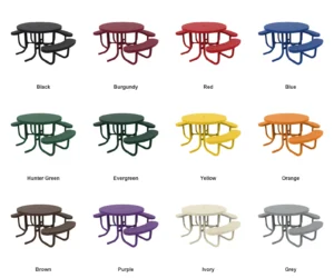 4′ Round Free Standing Picnic Table with 3 Seats | Expanded Metal — Color Options