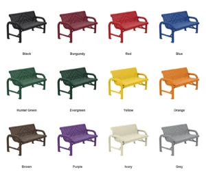4′ Free Standing Grand Contour Park Bench with Backrest | Laser Cut Steel — Color Options