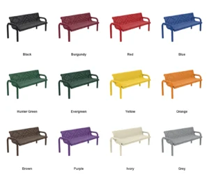 6′ In Ground Grand Contour Park Bench with Backrest | Laser Cut Steel — Color Options (at grade)