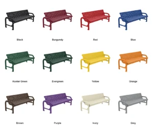 6′ Free Standing Grand Contour Park Bench with Backrest | Laser Cut Steel — Color Options