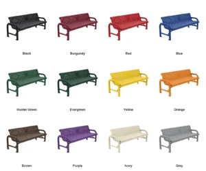 6′ Free Standing Grand Contour Memorial Park Bench with Backrest | Laser Cut Steel — Color Options