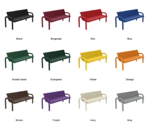 6′ In Ground Grand Contour Park Bench with Backrest | Expanded Metal — Color Options (at grade)