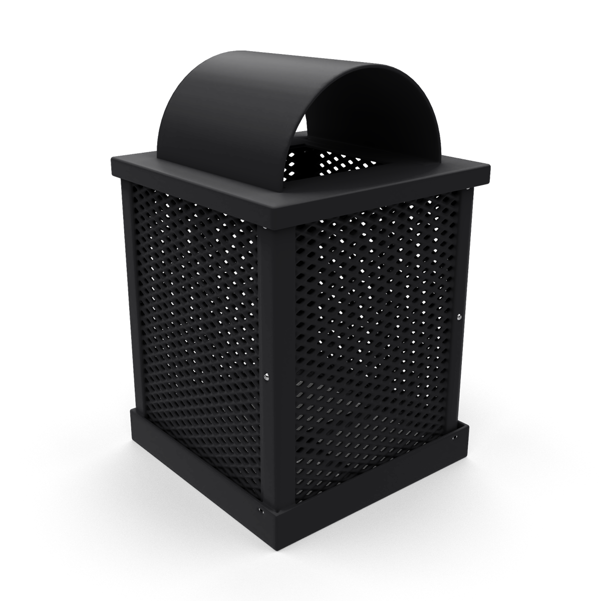 32 Gallon Square Trash Receptacle with Arch Lid