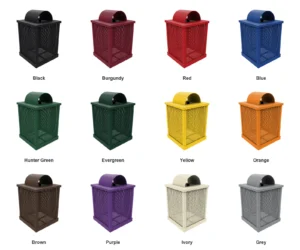 55 Gallon Square Trash Receptacle with Arch Lid — Color Options