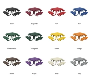3′ Square Kids Free Standing Picnic Table | Perforated Steel color options