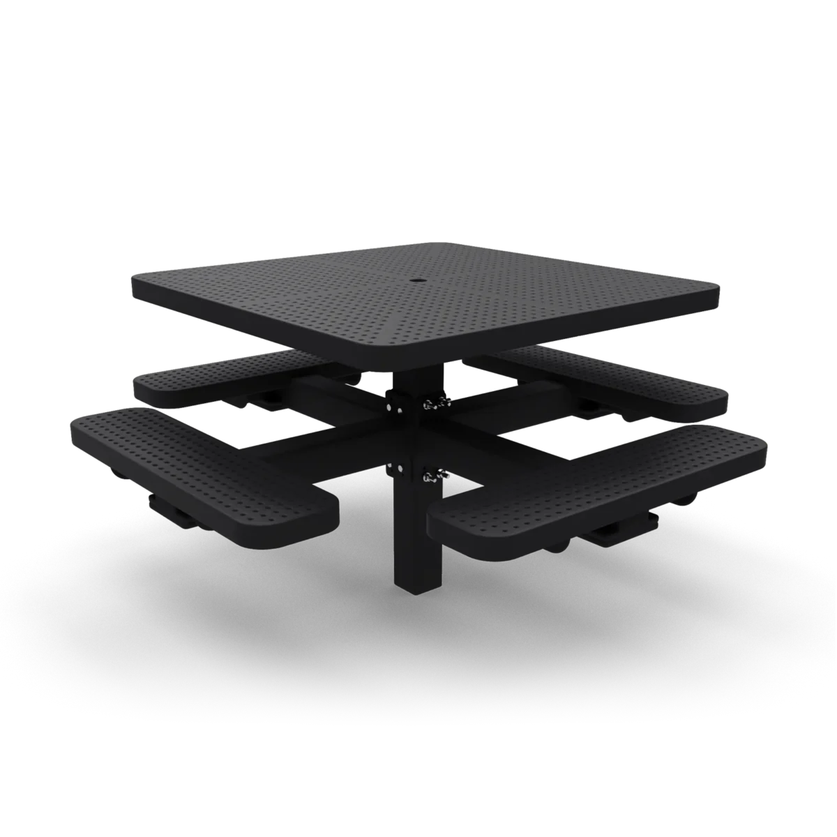 4' Square In Ground Single Pedestal Picnic Table | Perforated Steel