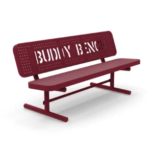 6' Free Standing Buddy Bench with Backrest | Perforated Steel