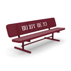 8' Free Standing Buddy Bench with Backrest | Perforated Steel