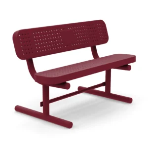 4' Free Standing Champion Memorial Park Bench with Backrest | Perforated Steel