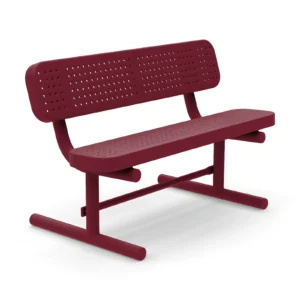 4' Free Standing Champion Park Bench with Backrest | Perforated Steel