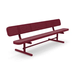 8' Free Standing Champion Park Bench with Backrest | Perforated Steel