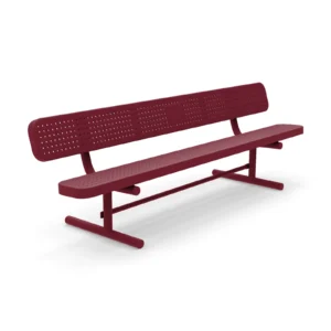 8' Free Standing Champion Memorial Park Bench with Backrest | Perforated Steel
